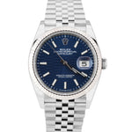 NEW 2022 Rolex DateJust BLUE MOTIF 36mm Fluted Steel 18K WG Jubilee Watch 126234