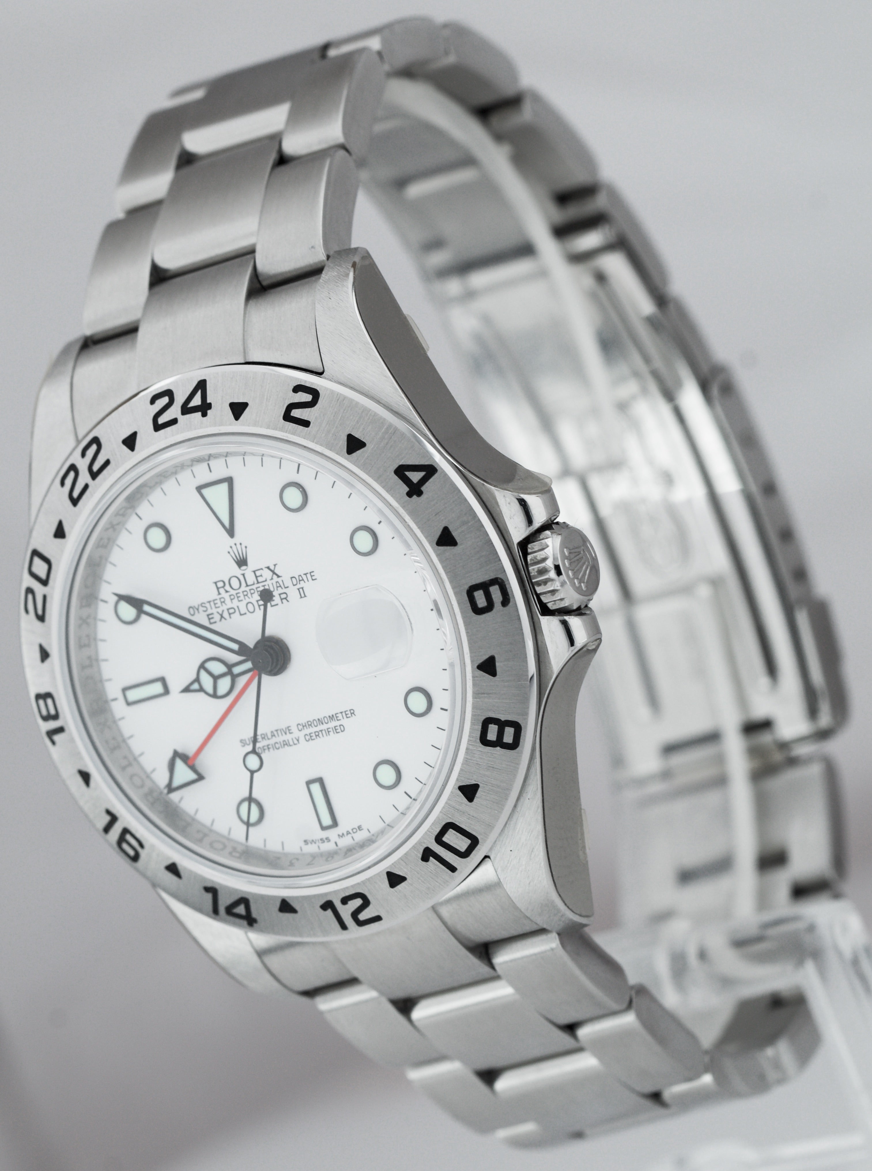 BRAND NEW NOS STICKERED Rolex Explorer II REHAUT 3186 White 40mm Watch 16570 T