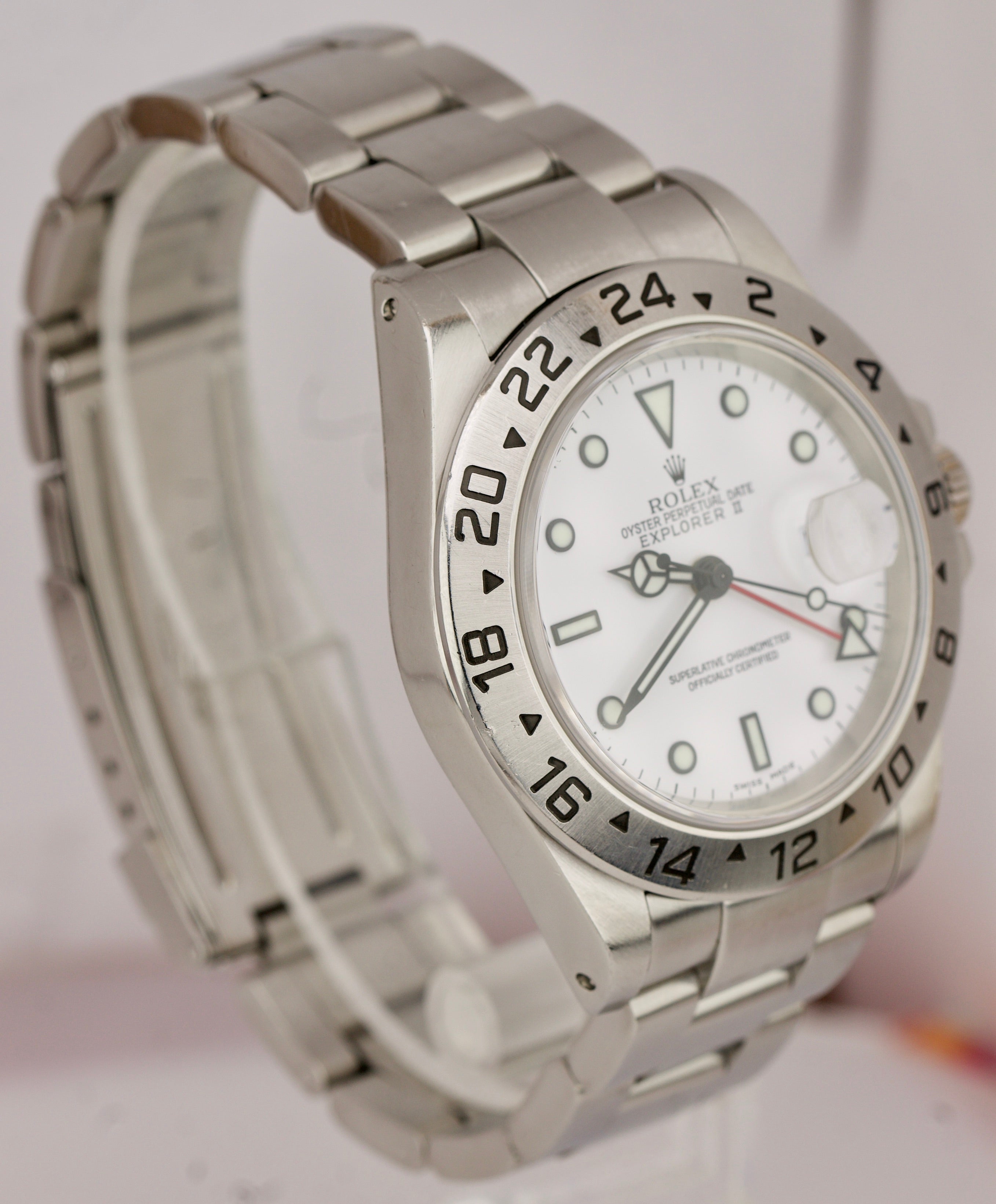 2003 Rolex Explorer II Polar White Stainless Steel 40mm GMT SEL Watch 16570 B+P