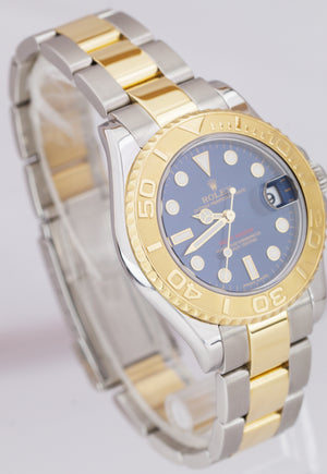 2013 REHAUT Rolex Yacht-Master Two-Tone Mid-Size BLUE 35mm Watch 168623 FULL SET