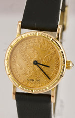 Ladies Corum 18K 750 Yellow Gold $5 Coin Liberty Head 1887 Half Eagle Watch