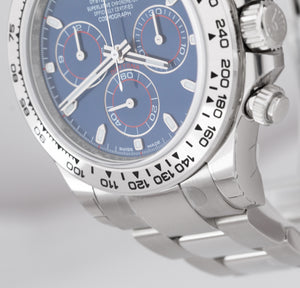 NEW 2020 STICKERED Rolex Daytona Cosmograph BLUE 18K White Gold Watch 116509 B+P