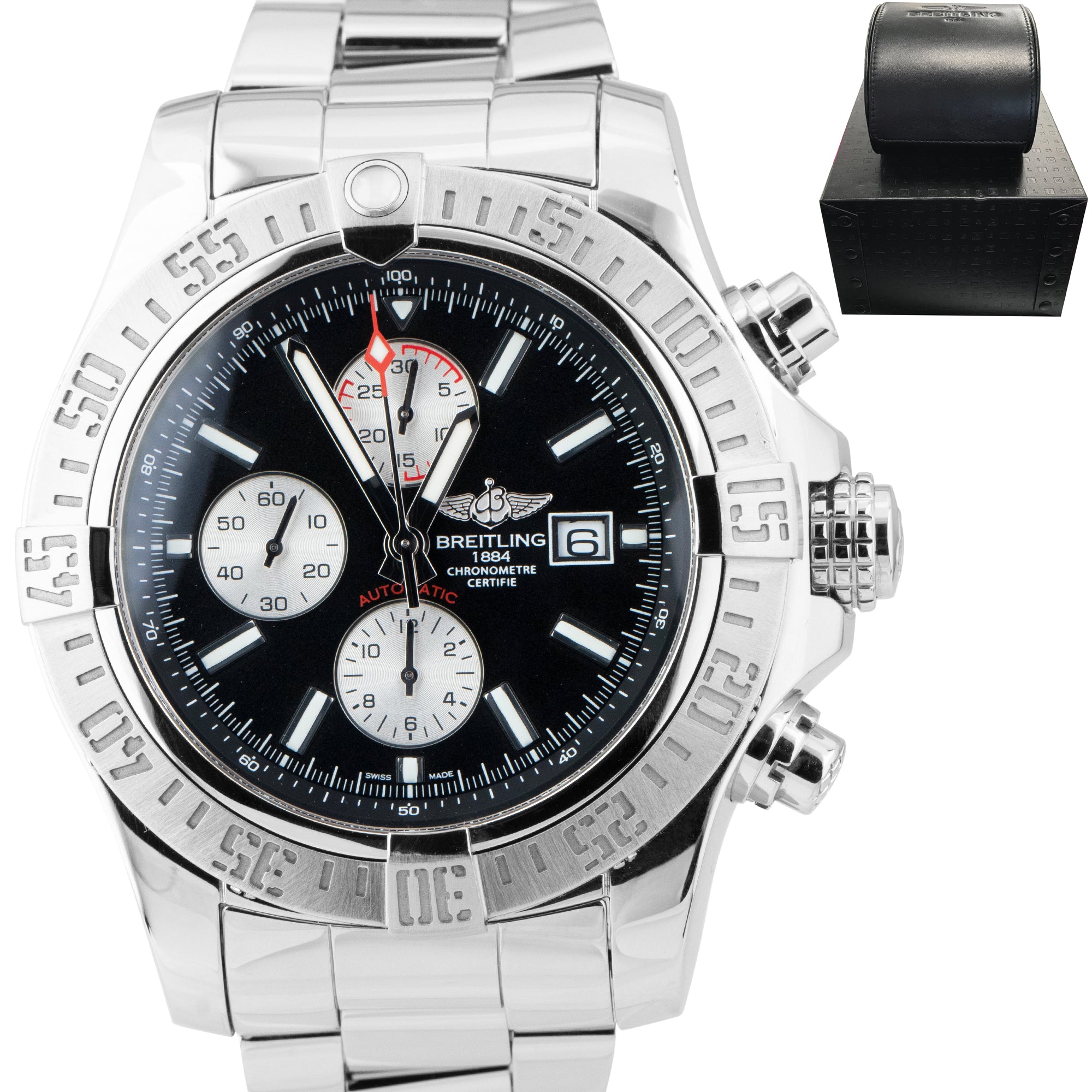 Breitling Super Avenger II Chronograph 48mm Black Stainless Steel A13371 Watch