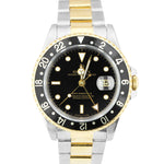 Rolex GMT-Master II Two-Tone Stainless Steel Gold Black Oyster 40mm Watch 16713N