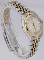 Ladies Rolex DateJust 26mm 18K Gold Stainless Two Tone White Jubilee Watch 69173