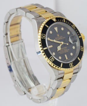 2008 Rolex Submariner Two-Tone Gold NO-HOLES CASE Black Stainless 40mm 16613 B+P
