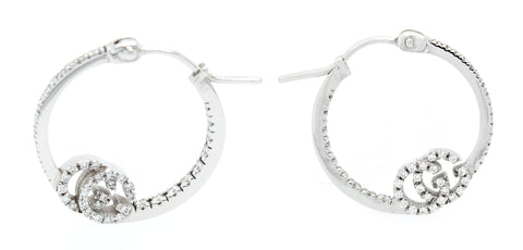 Gucci 0.38ctw Diamond In-And-Out GG Hoop Earrings in 18k White Gold