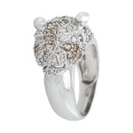 Vintage 2.00ctw White & Champagne Diamond Cluster Cheetah Ring in 14k White Gold