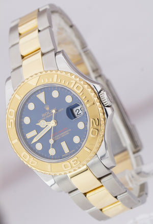 2013 REHAUT Rolex Yacht-Master Two-Tone Mid-Size BLUE 35mm Watch 168623 FULL SET