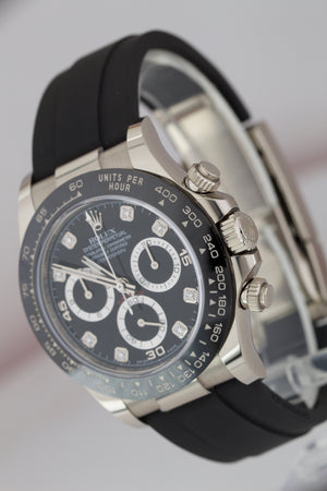 BRAND NEW 2020 Rolex Daytona Diamond Oysterflex 116519 18K White Gold 40mm Watch