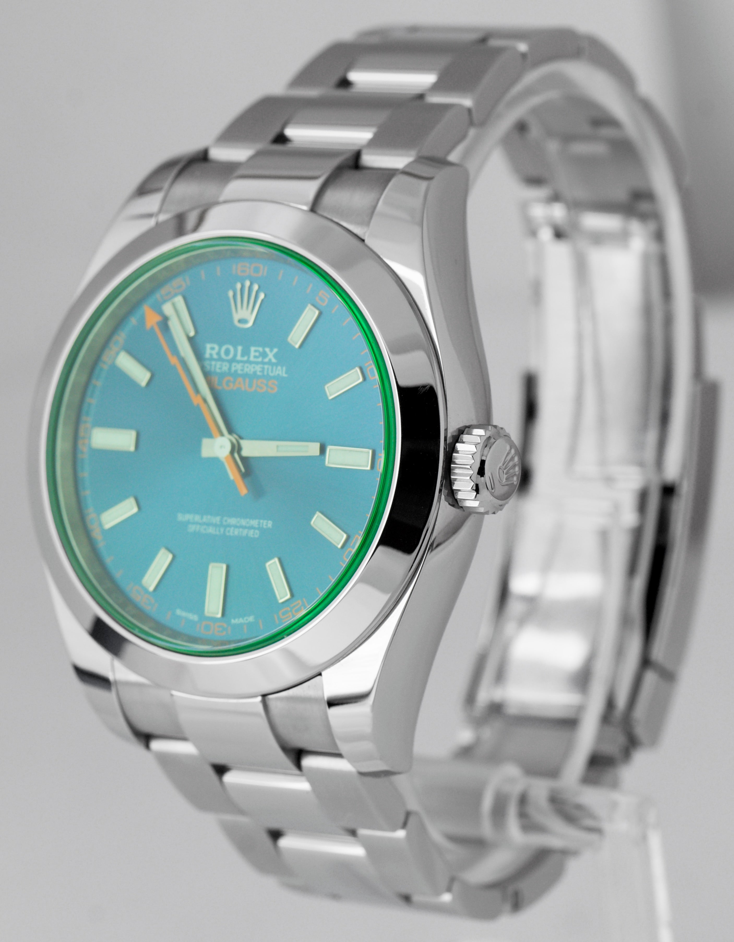 2020 Rolex Milgauss Z-Blue Green 40mm 116400 GV 40mm Stainless Steel Watch B+P