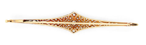 1940s Antique Art Deco 14k Two-Tone Gold 1.50ctw Diamond Filigree Brooch Pin
