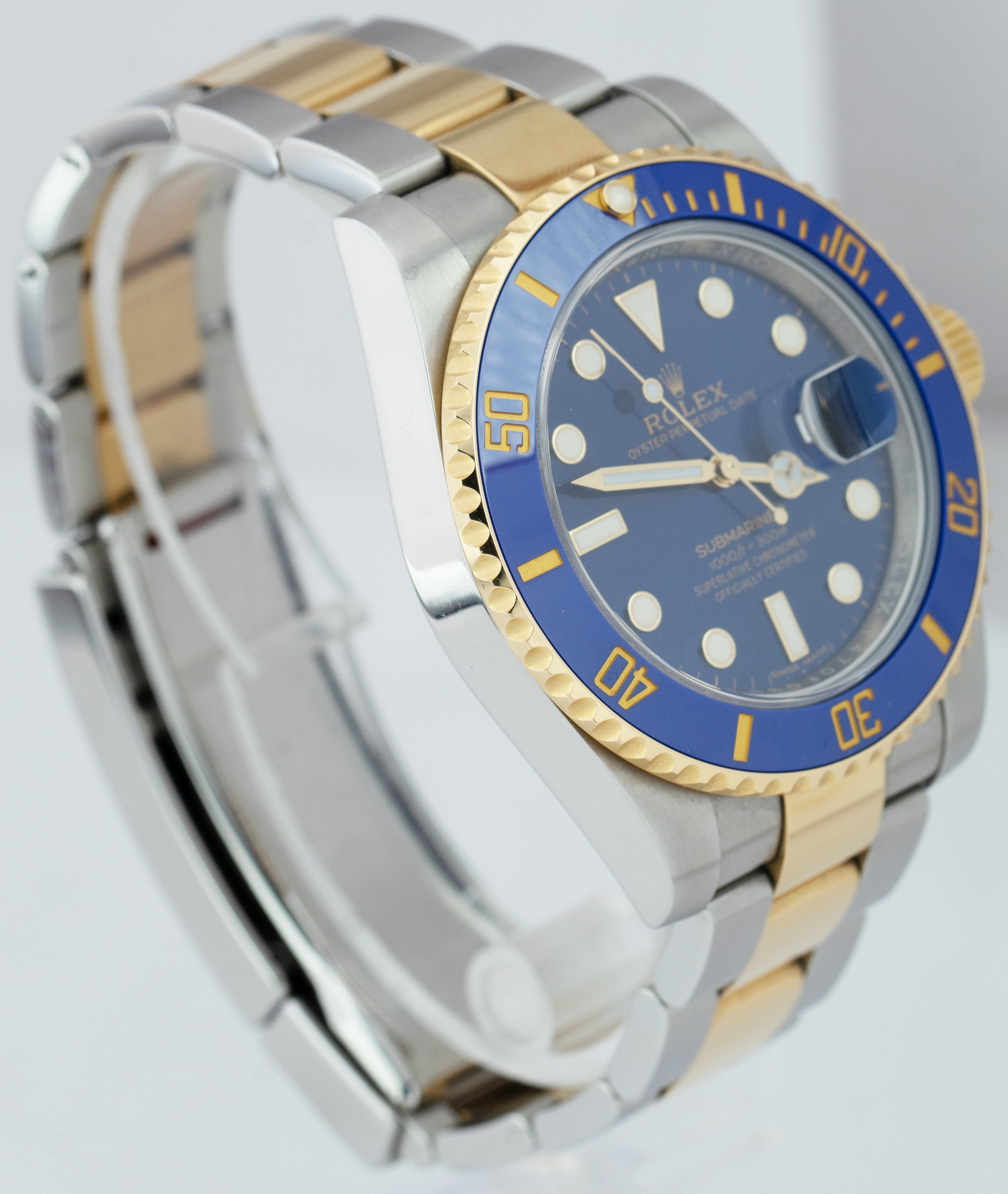 Rolex Submariner Date Ceramic Two-Tone Gold Stainless Steel Blue Watch 116613 LB