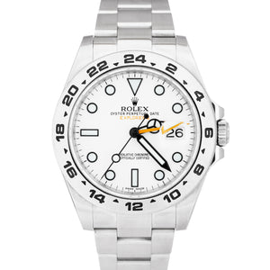 Rolex Explorer II Polar White Orange Stainless Steel 42mm GMT Date Watch 216570