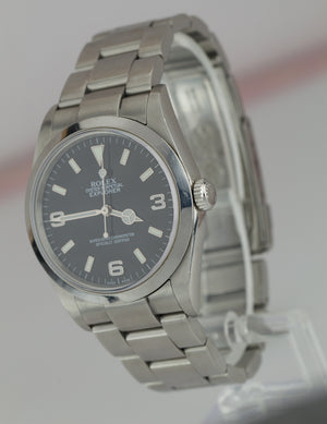 2006 UNPOLISHED Rolex Explorer I Black 36mm Steel Automatic Oyster Watch 114270