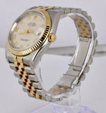 Rolex DateJust 36mm Ivory Pyramid Roman 116233 Two-Tone 18K Gold Stainless Watch