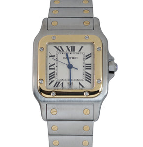 Cartier Santos Galbee 1566 18k Gold Steel 29mm Roman Quartz Two-Tone Watch
