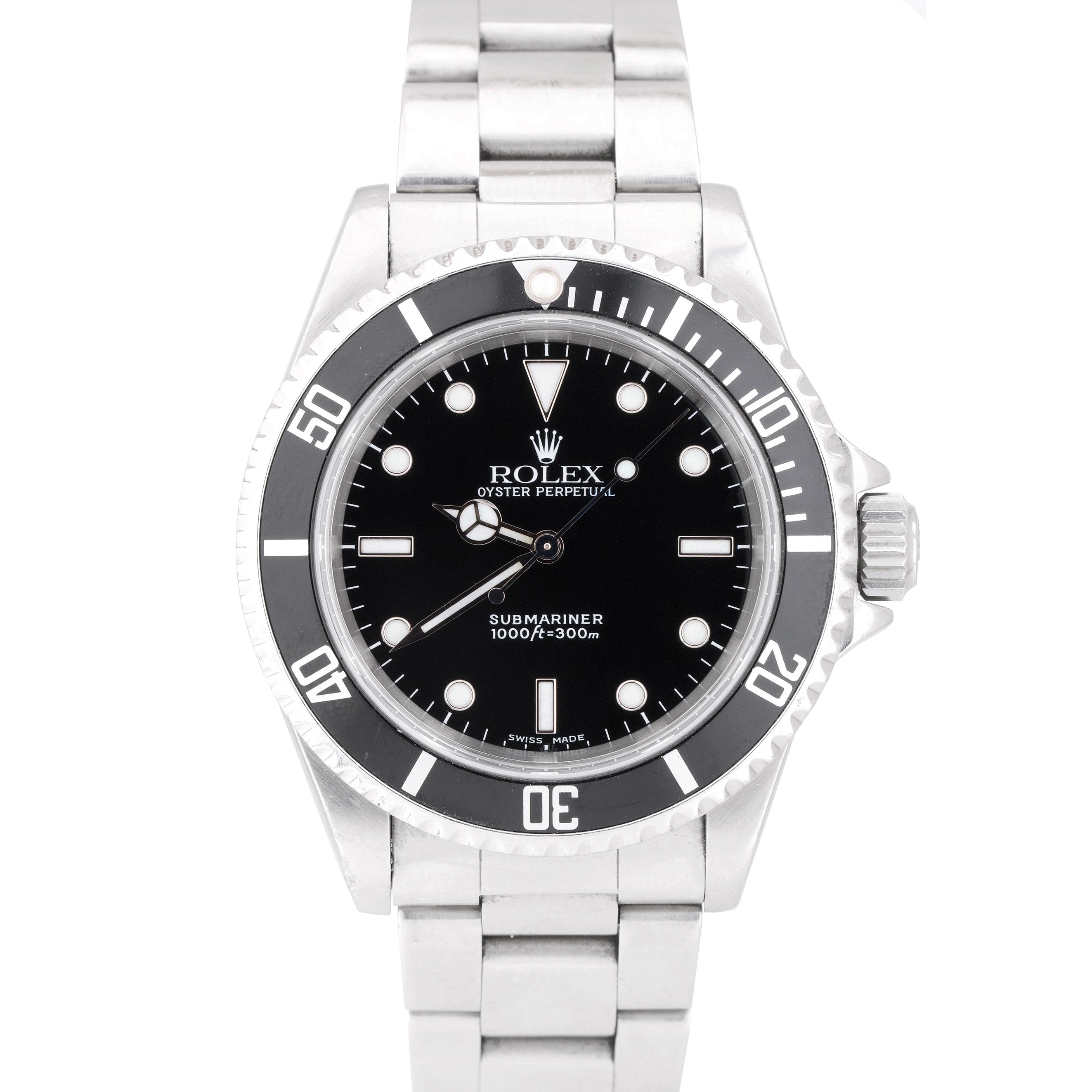 1990 Rolex Submariner No-Date Stainless Steel LUME Black Dive 40mm Watch 14060