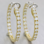 Modern 18k Yellow Gold 7ctw Diamond In & Out Clip-On Hoop Earrings