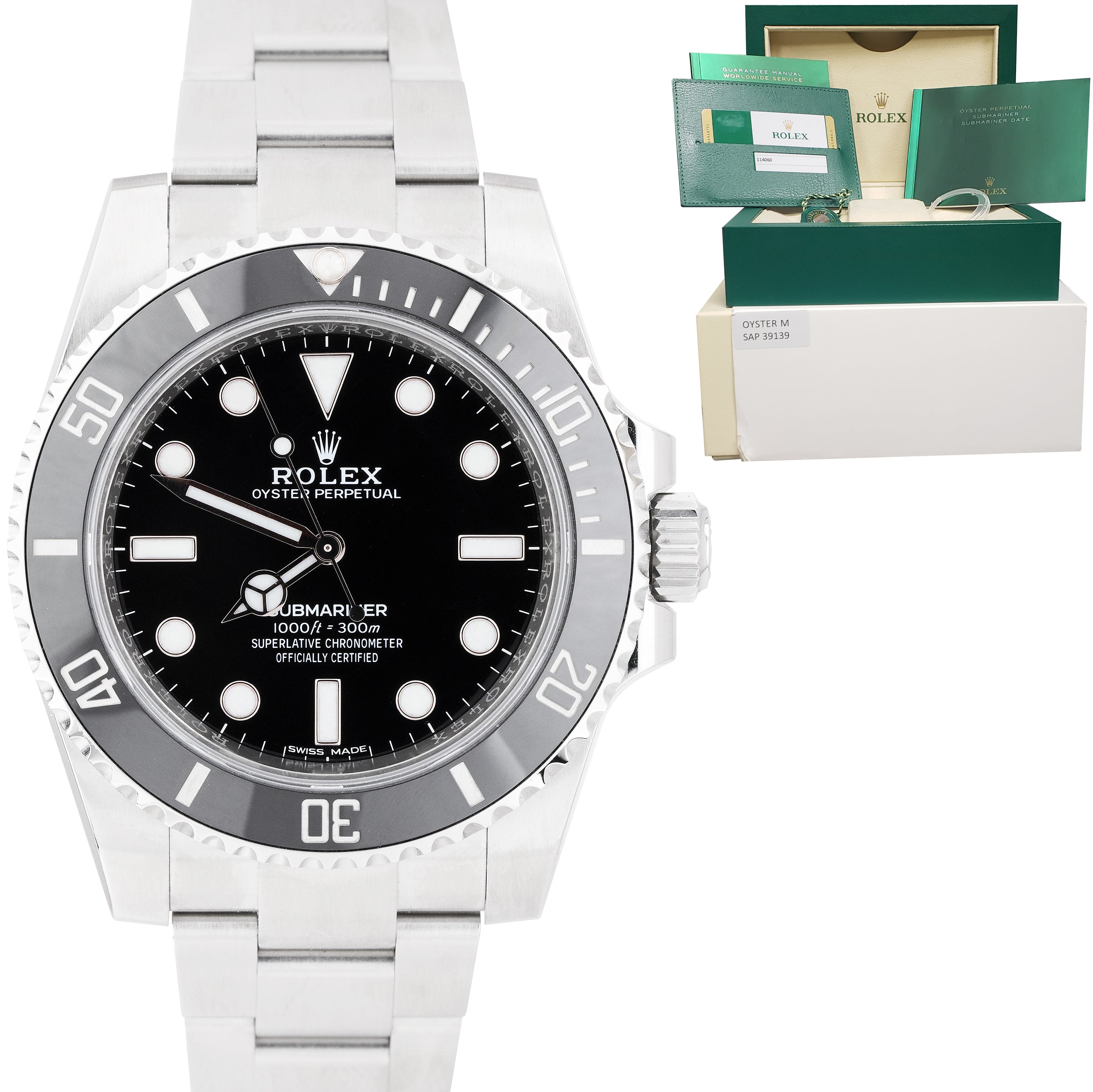 MAY 2019 UNPOLISHED Rolex Submariner No-Date Stainless Steel 40mm Watch 114060