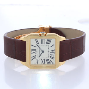 Cartier Santos Dumont 2787 18k Yellow Gold 28mm Ivory Roman Quartz Watch Box