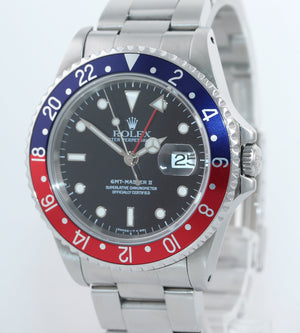 Rolex GMT-Master II Pepsi Blue Red Steel TRITIUM Dial 16710 40mm Watch Box