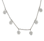 Women's Modern 14K White Gold 1.80ctw Diamond Floral Dangling Station Necklace