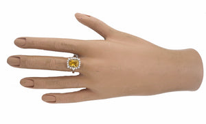 Ladies Modern 14K White Gold 11x8mm Citrine Gemstone Diamond Cocktail Ring