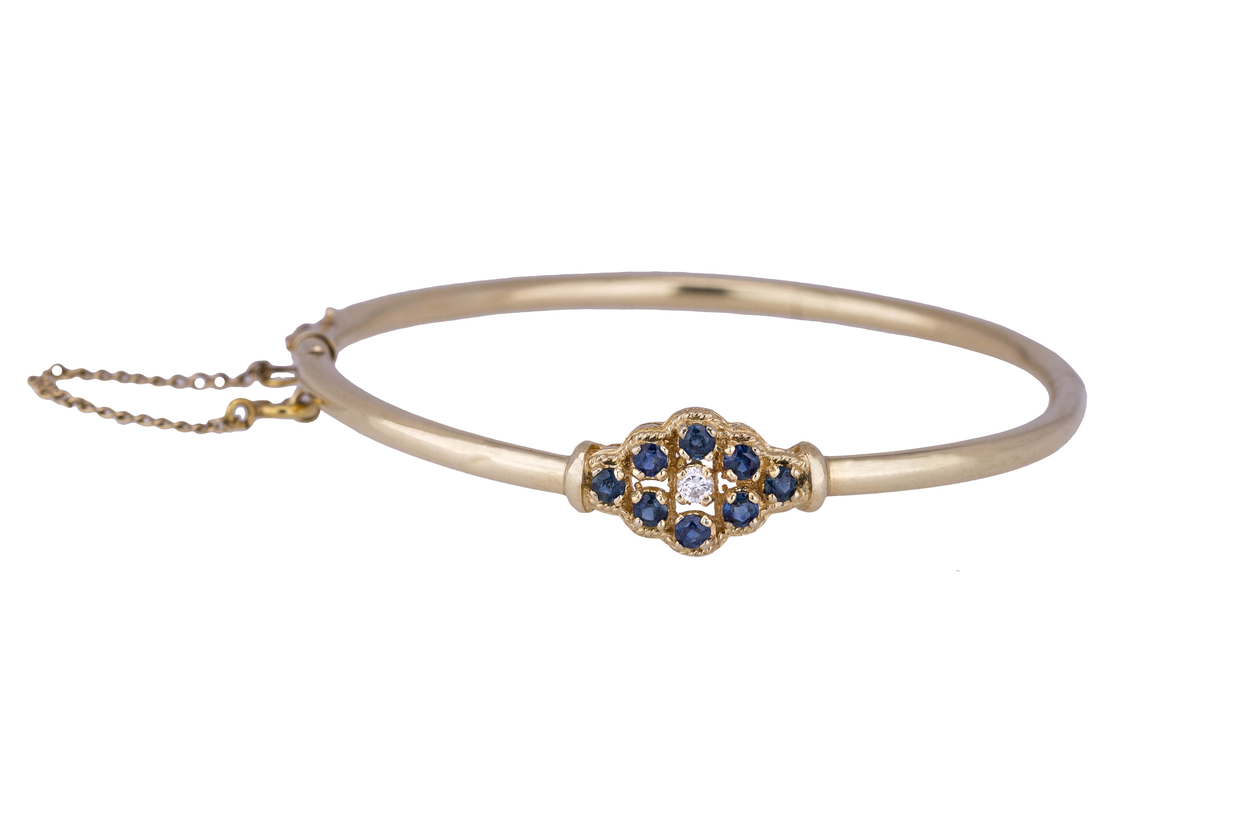 French Sapphire And Diamond Bangle Bracelet -V43668 | vividdiamonds