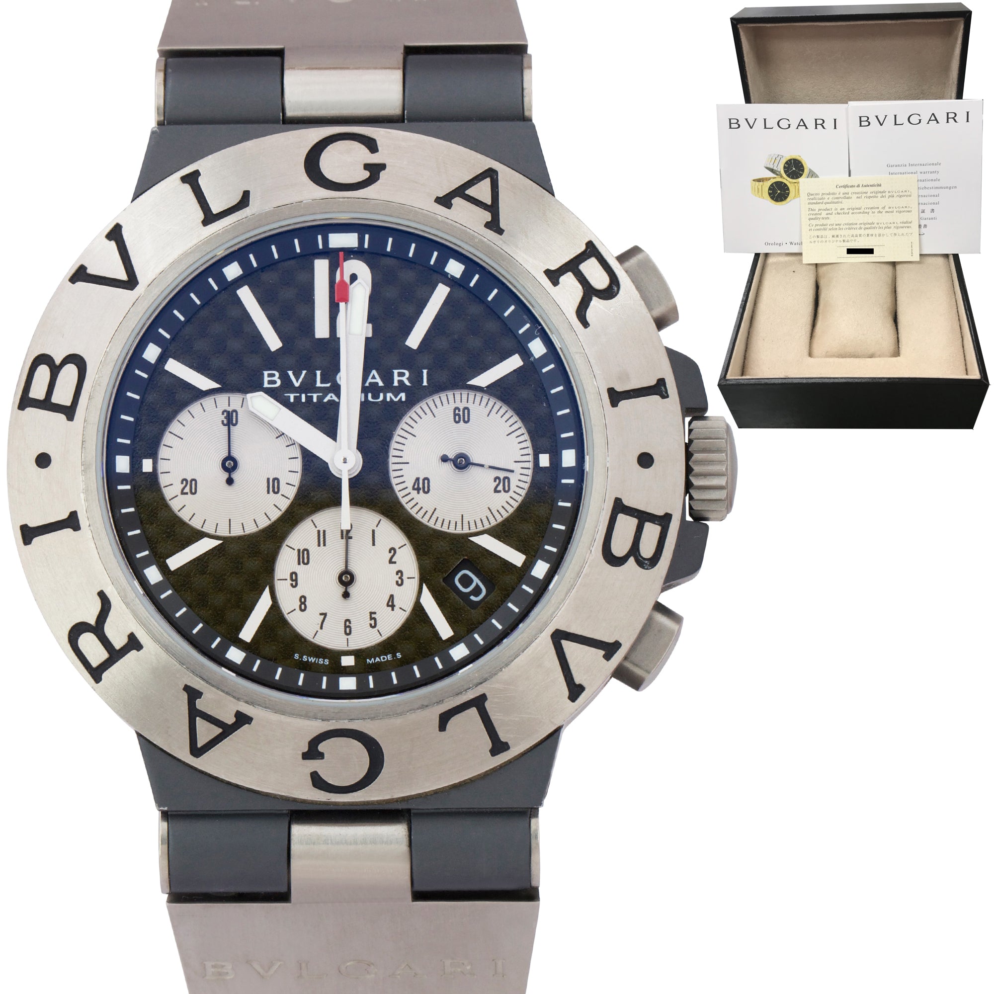 BVLGARI Diagono Titanium 44mm Tapisserie Index Automatic Watch TI 44 TA CH