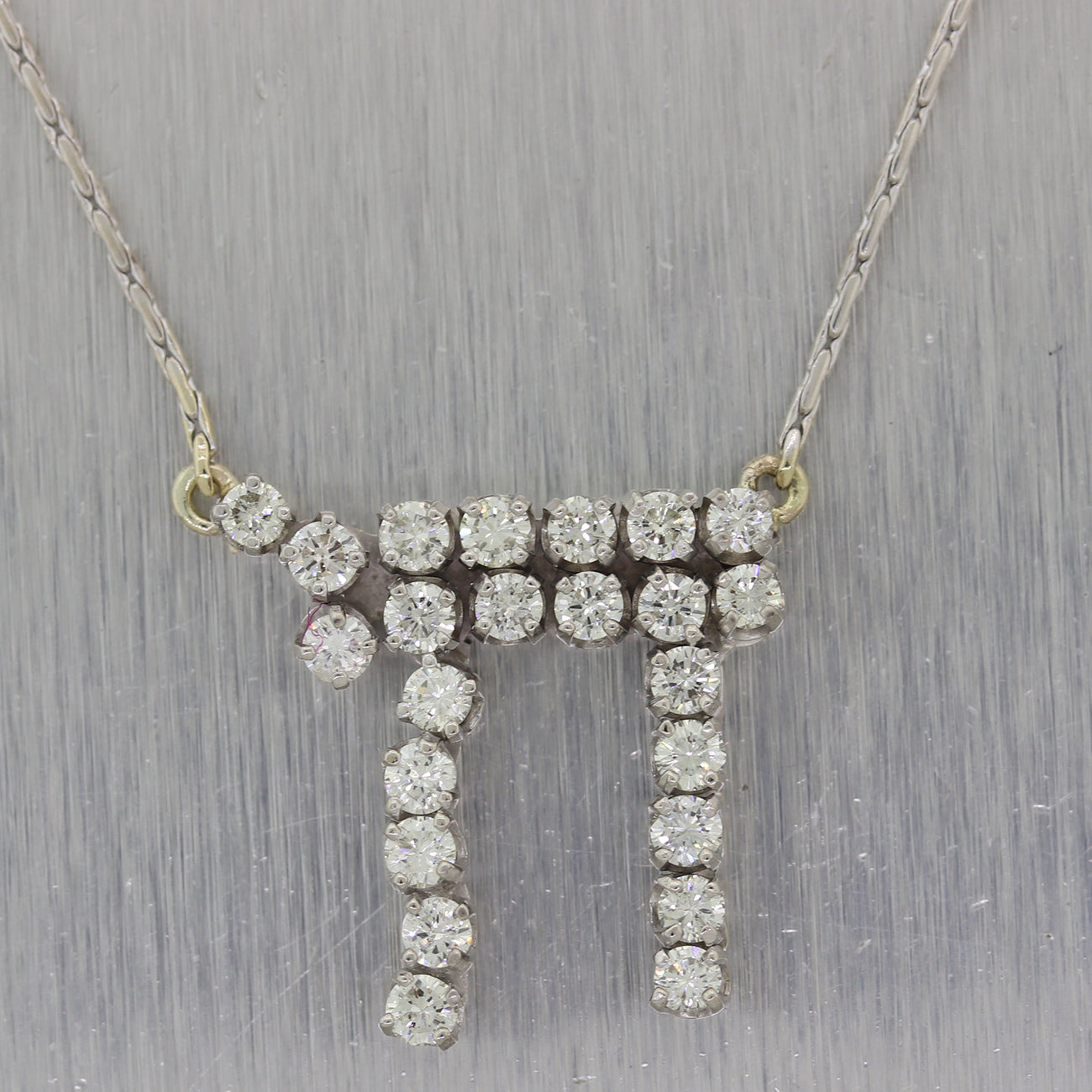 Classic 14k White Gold Jewish Chai 2ctw Diamond 19" Necklace