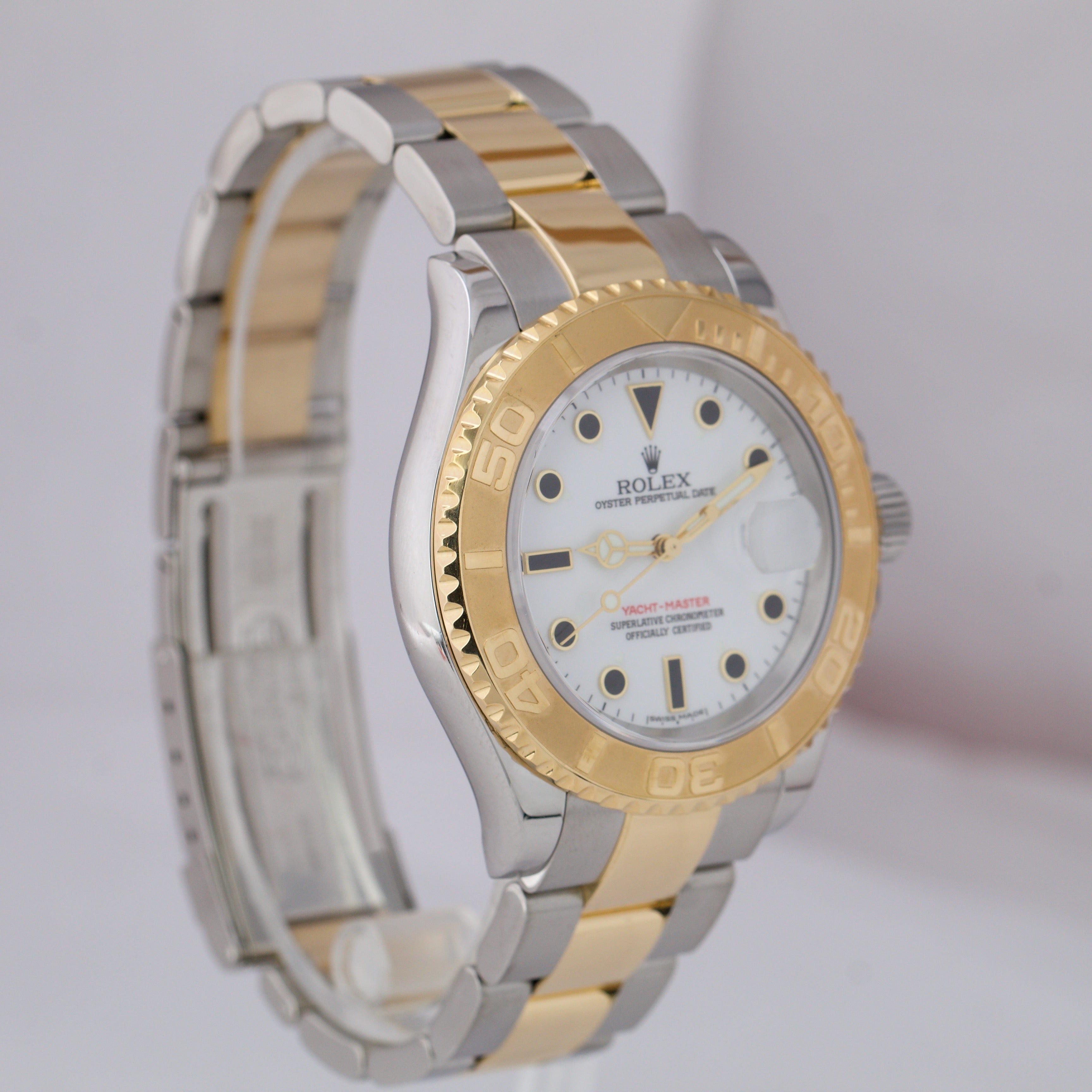 2009 Rolex Yacht-Master 16623 White 40mm 18K Two Tone Gold Steel Date Watch B+P