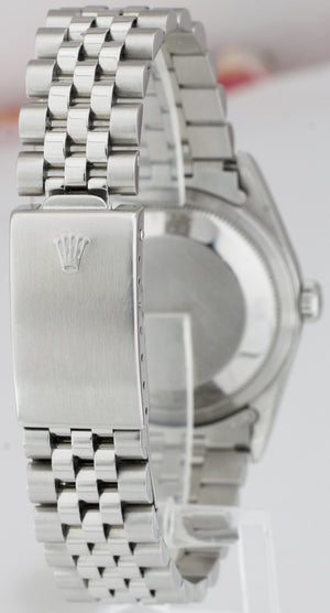 Men's Rolex DateJust 36mm White Roman Steel Jubilee NO-HOLES CASE Watch 16220