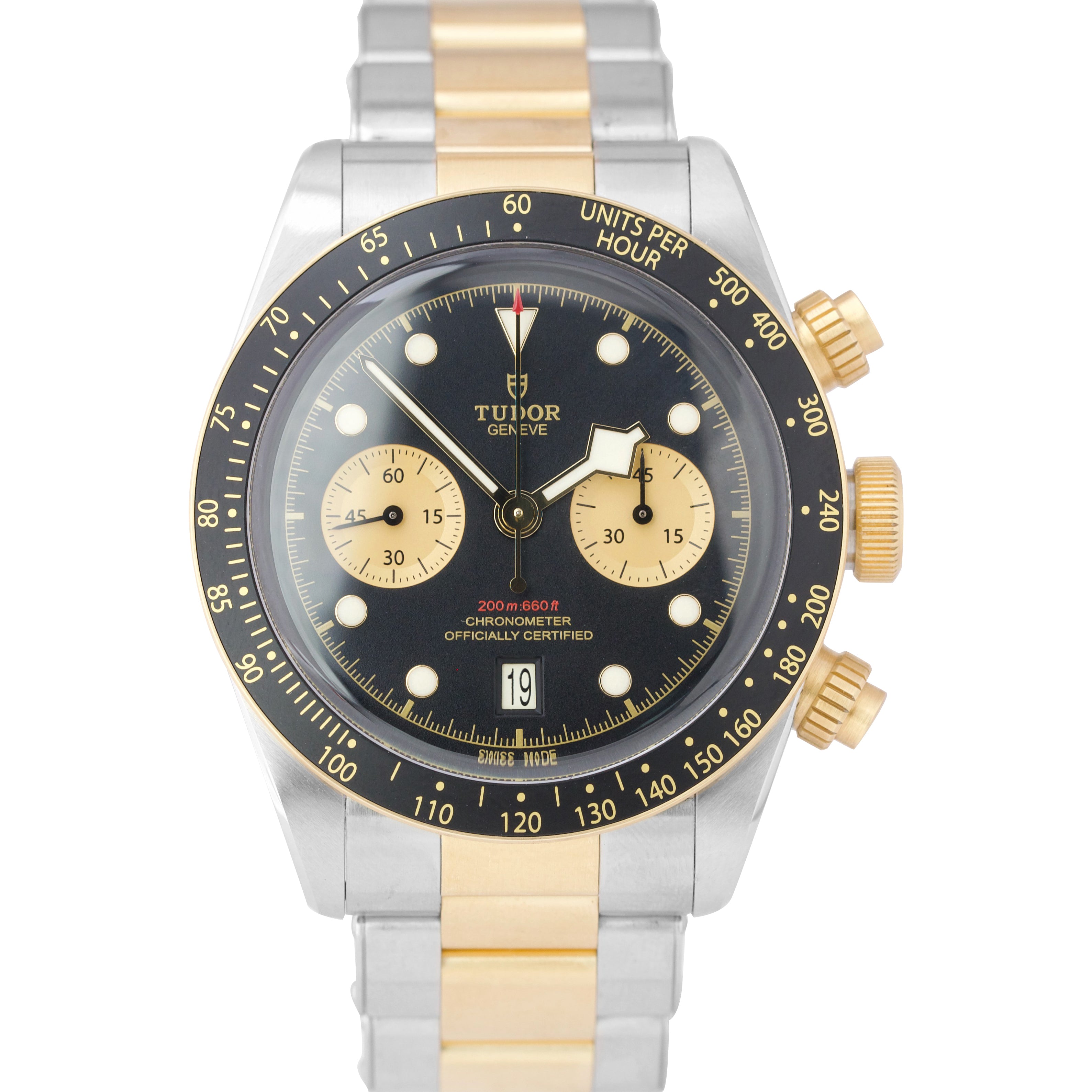 2022 Tudor Black Bay Chrono 18K Two-Tone Gold 41mm Black Steel Watch 79363 B+P