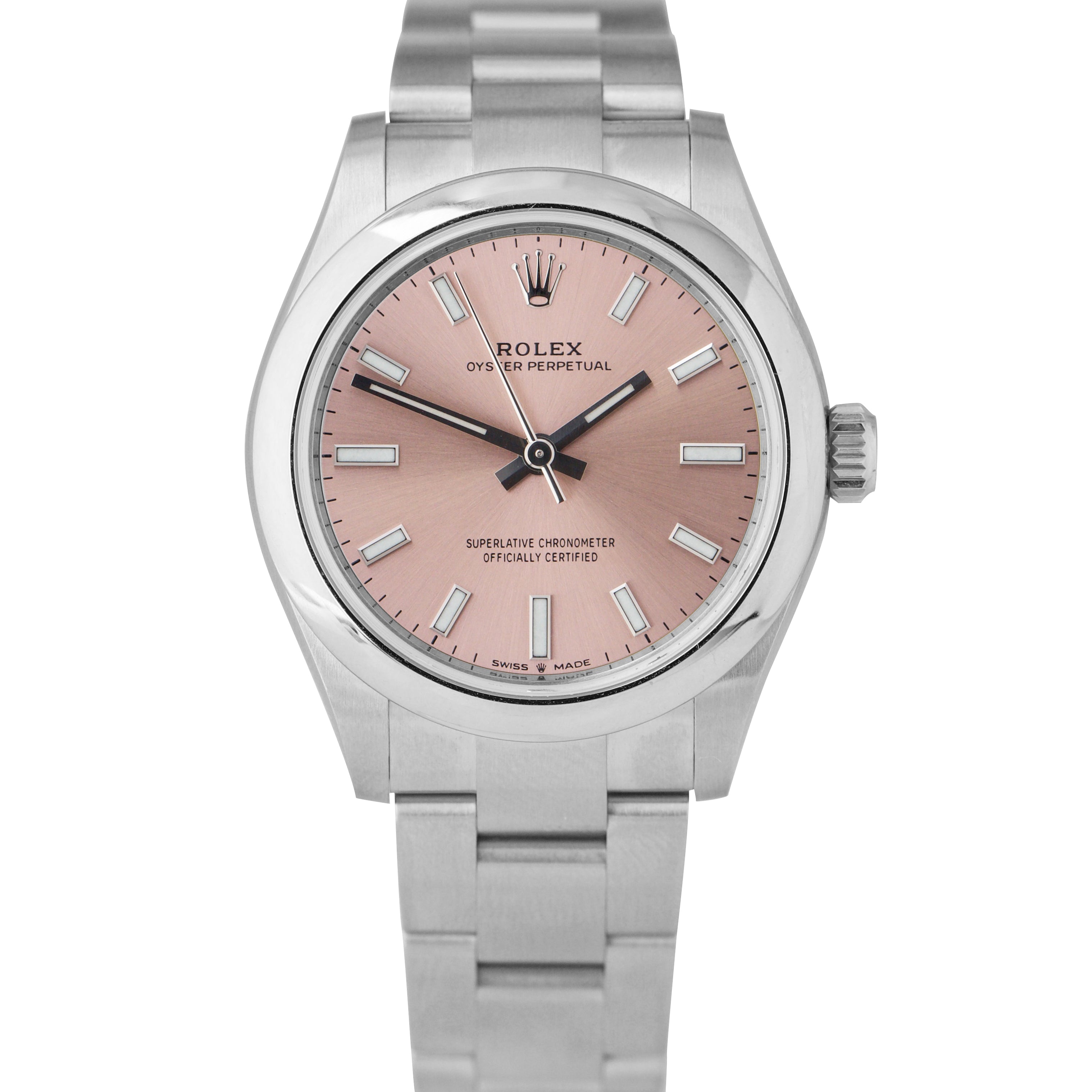NEW MARCH 2022 Rolex Oyster Perpetual Midsize Pink Sunburst 31mm Watch 277200