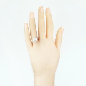 Round 2.41ct GIA Diamond Halo 14k White Gold 2.91ctw Engagement Ring 