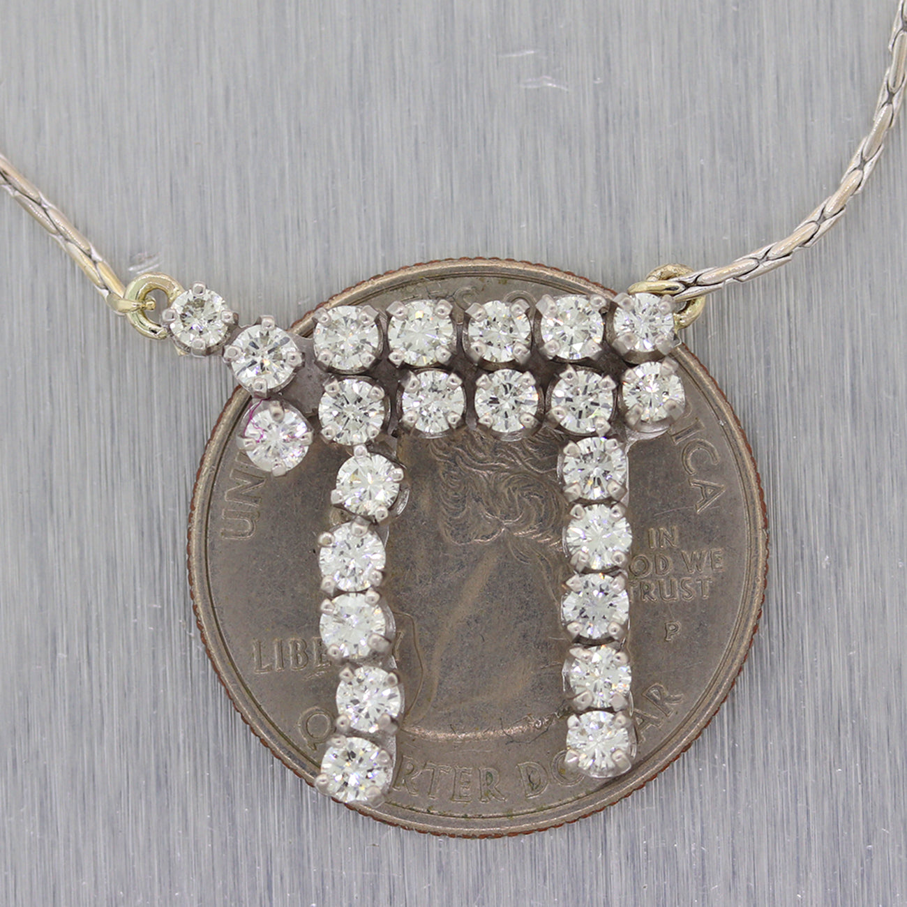 Classic 14k White Gold Jewish Chai 2ctw Diamond 19" Necklace