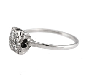 Ladies Vintage Antique 14K White Gold 0.35ctw Diamond Cluster Engagement Ring