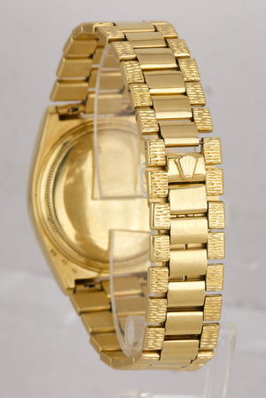 Rolex OysterQuartz Day-Date President 36mm Black Diamond 18K Gold Watch 19018