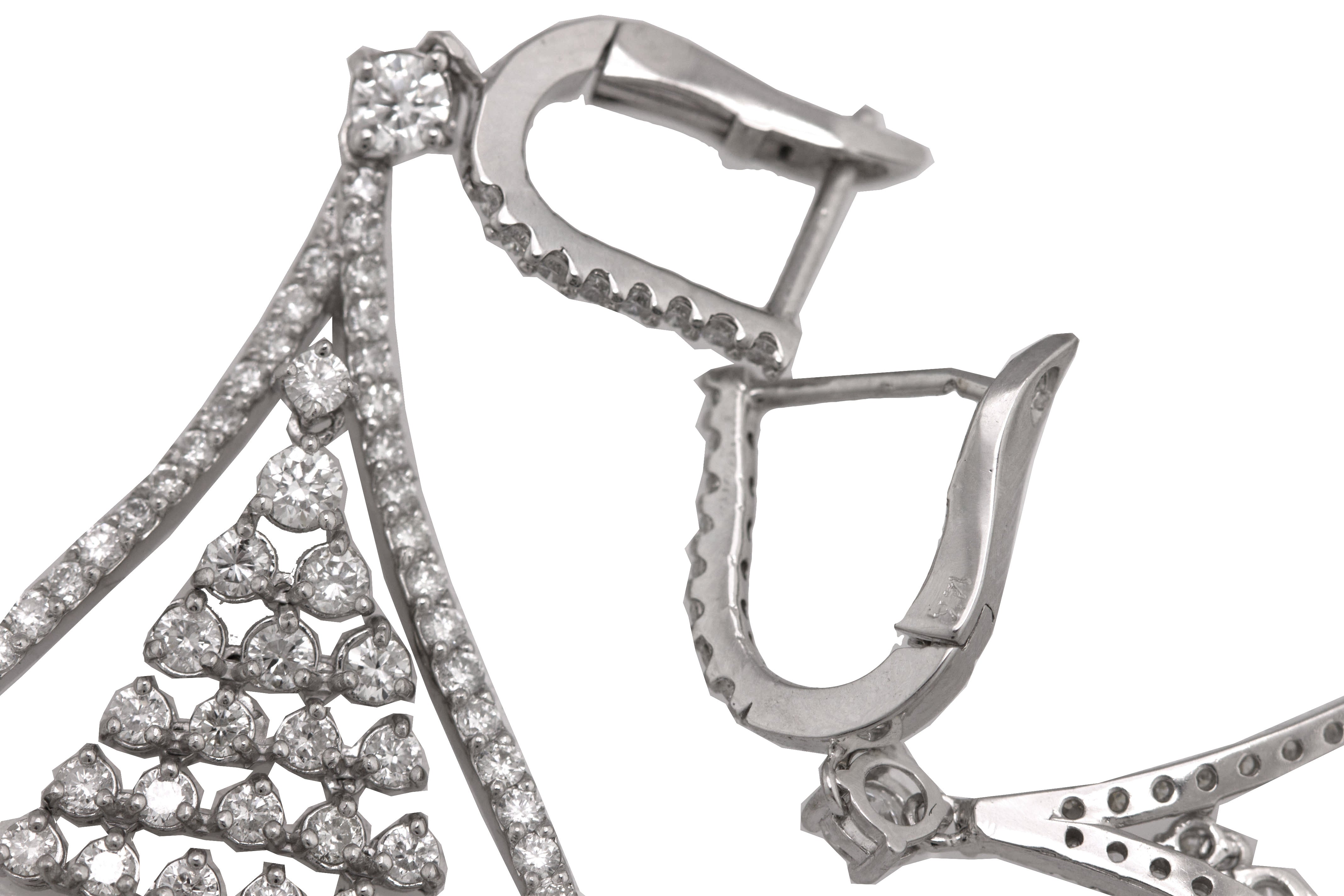 Ladies Exquisite 14K White Gold 3.80CTW Diamond Chandelier Drop/Dangle Earrings