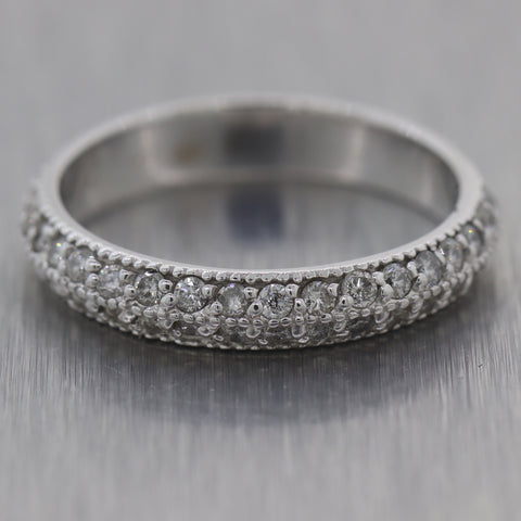Modern 14k White Gold 1.00ctw Diamond Wedding Band Ring