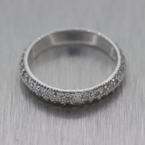 Modern 14k White Gold 1.00ctw Diamond Wedding Band Ring
