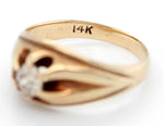 Vintage Men's 14k Solid Yellow Gold 0.50ct Diamond Solitaire Tapered Ring