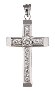 Men's Modern 14K White Gold 1.34ctw Diamond Cross Pendant