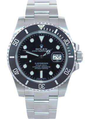 2015 PAPERS Rolex Submariner Date 116610 Steel Black Dial Ceramic Watch Box