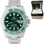 2015 Rolex Submariner Date Hulk Stainless Green Ceramic 40mm Watch 116610 LV B+P