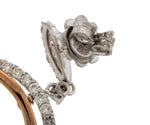 Ladies 14K 585 White Rose Gold Two Tone Oval Dangling 2.47ctw Diamond Earrings