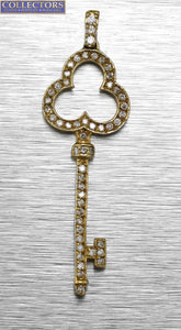 Lovely Ladies Estate 14K Yellow Gold 0.55ctw Diamond Key Pendant