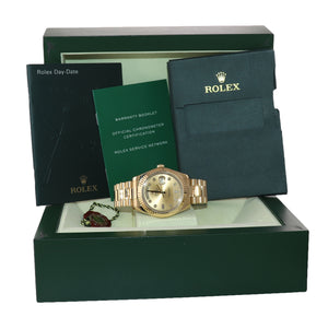 2015 Rolex Day-Date II 41mm Champagne Diamond President 218238 18K Gold Watch