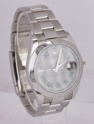 2020 Rolex DateJust 41 Wimbledon Rhodium Grey 41mm Smooth Oyster Watch 126300